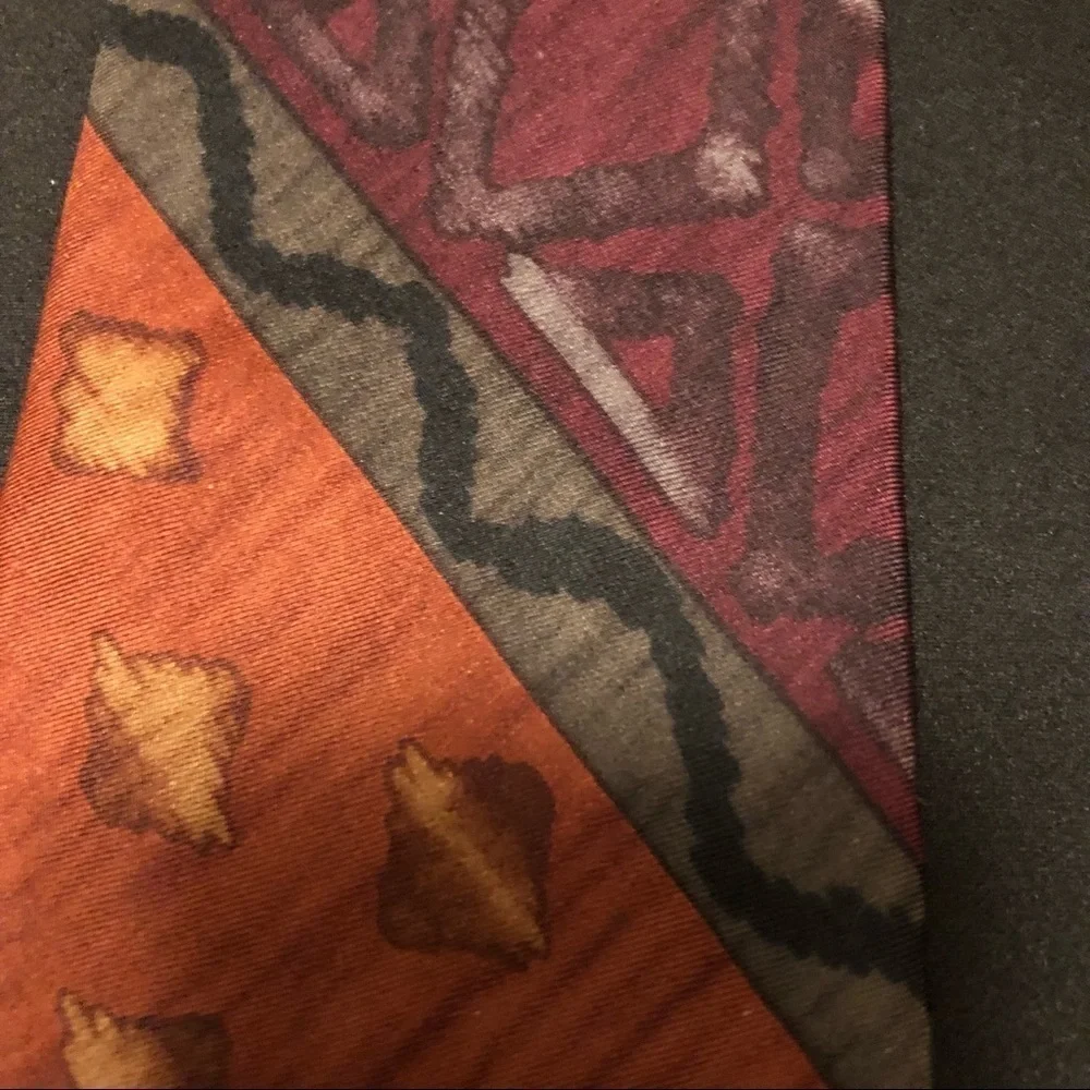 Vintage John Henry 100% Silk Tie. Abstract Design including Florals. Multicolor.